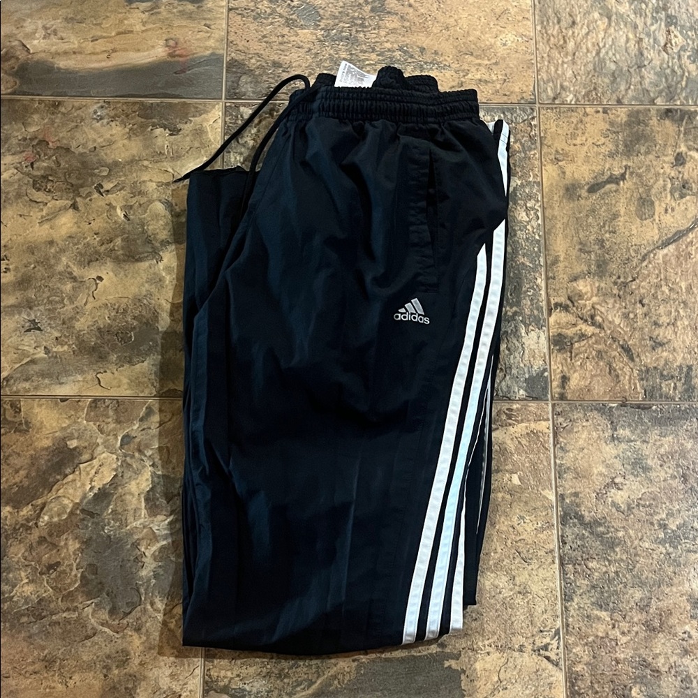 Adidas Black Joggers with White Accents